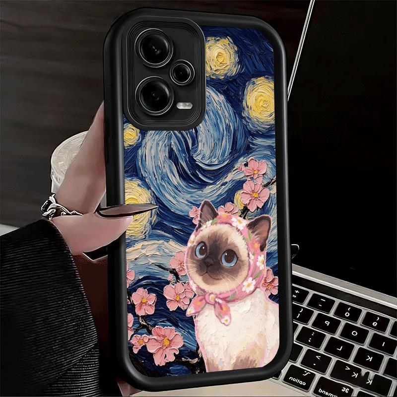 Милый Цветочный Платок Котенка Мягкий Чехол для Телефона для Xiaomi Poco X7 X6 X5 Pro X4 Gt X3 F7 Ultra M8 M7 Redmi 15C 15 14C 13 13C 12 12C