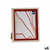 Cadre Photo - Verre Rouge - Bois Marron - Plastique - Lot De 6 Unités