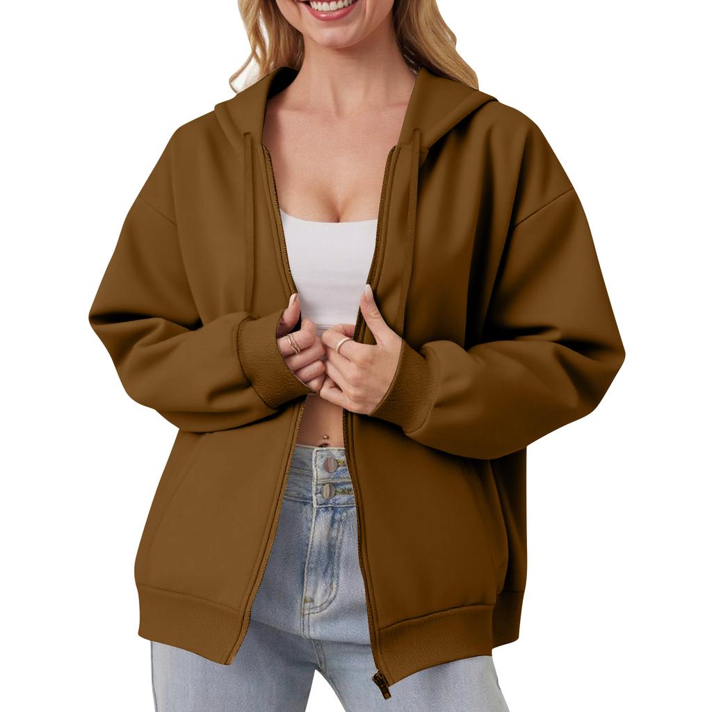 Women's Off Shoulder Zipper Hoodie Sweatshirt Fashion Clothing Casual Jacket