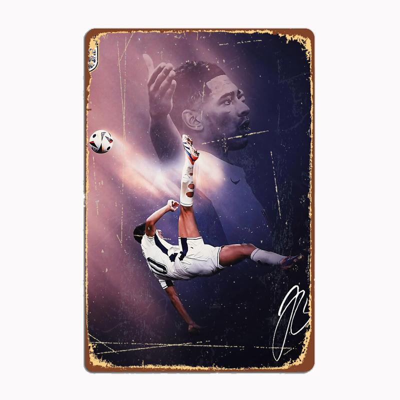 Джуд Беллингем Футбол Спорт Игрок Плакаты Металлический Знак Плакат Гараж Комната Кинотеатр Гостиная Пользовательские Жестяные Винтаж Домашний Декор