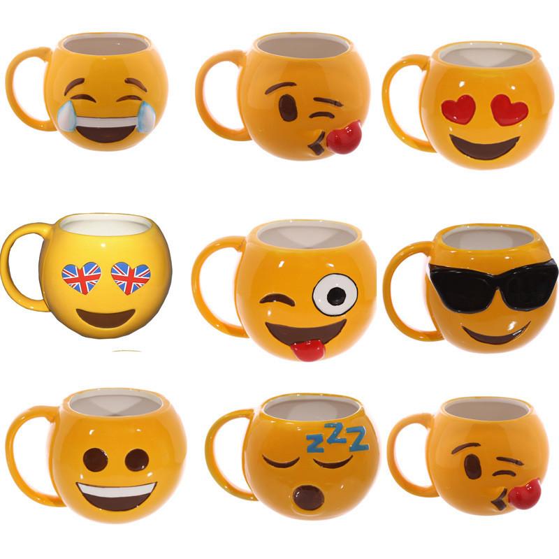 Мультяшная керамическая кружка-эмодзи с улыбающимся лицом и крышкой для офисного использования
