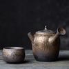 220ml Gilded Ceramic Side Handle Teapot Japanese Retro Coarse Pottery Filter Kung Fu Tea Set