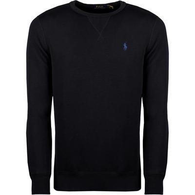 Polo Однотонный двухсторонний трикотажный с вышивкой логотипа маленькой пони с круглым вырезом и длинными рукавами мужской свитшот черный 710735064-009