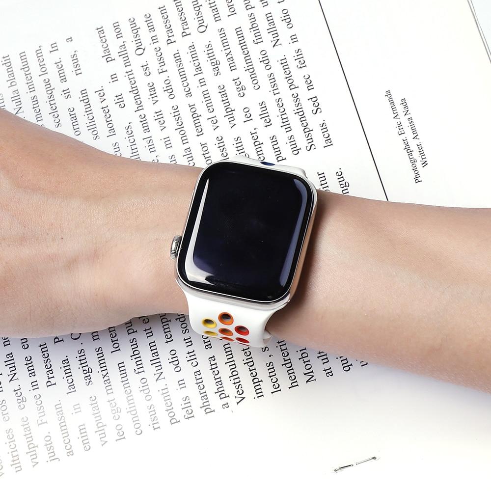 Силиконовый ремешок для Apple Watch, ремешок 40 мм, 38 мм, 42 мм, 44 мм, резиновый ремешок для часов, браслет для умных часов iWatch series 3, 4, 5, 6, 7 se, ремешок