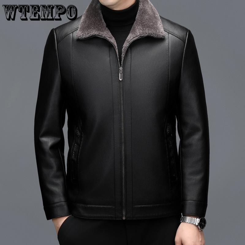 Зимняя кожаная куртка мужская с подкладкой из утолщенной шерсти, интегрированная в куртку из овчины среднего возраста