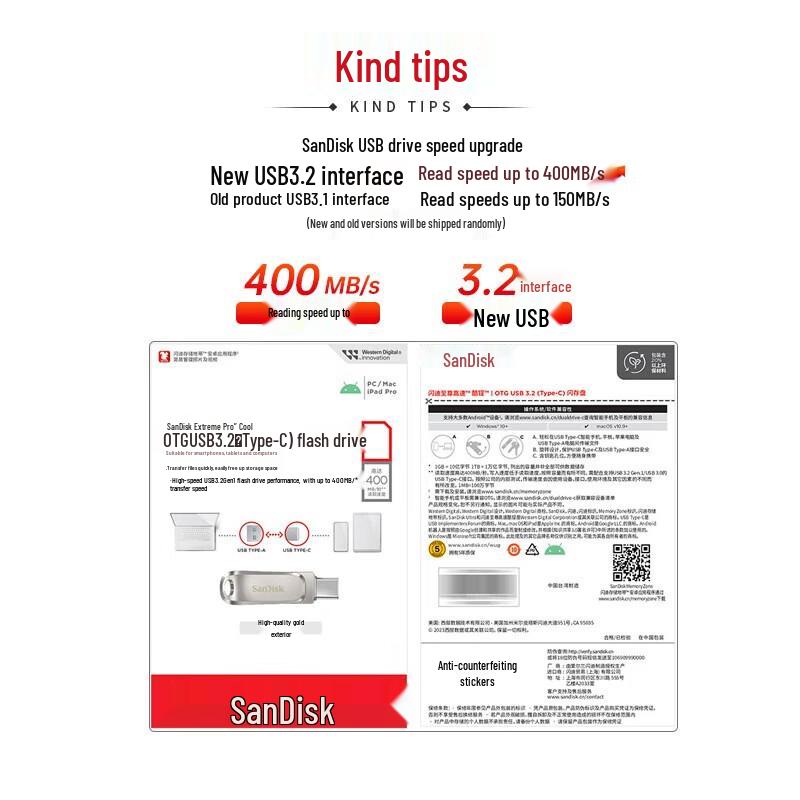 SanDisk DDC4 1 ТБ Флеш-накопитель USB 3.2 Type-C с двумя дисками