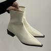 Остроносые короткие ботинки для женщин Новинка 2025 Осень и Зима Женские ботинки на толстом каблуке Повседневная женская обувь