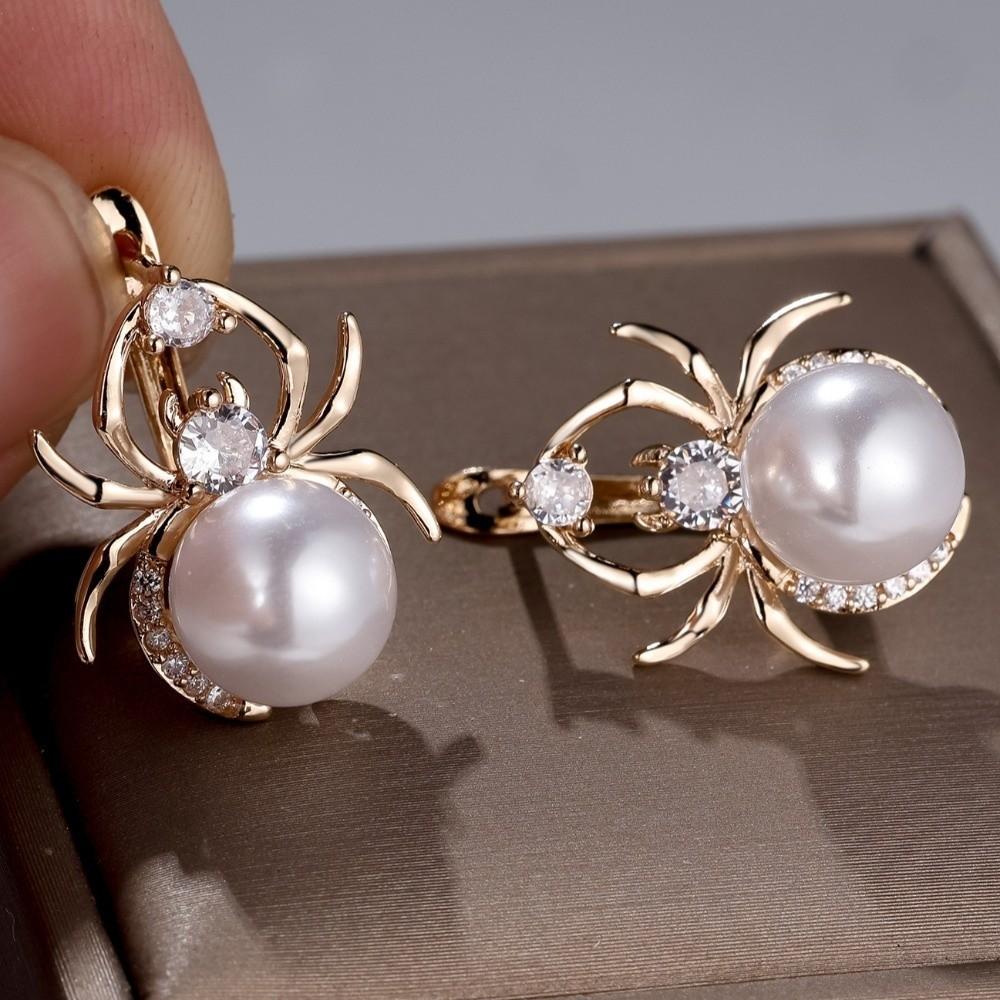 Imitation Pearl Simulated Pearl Earrings Gold Color Vintage Retro Jewelry For Women