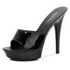 Slippers Women Summer 2024 New Black High Heels 13 CM  Color Club Sexy High Platform Thin  Party Girl Show Sandals  Size 34-43
