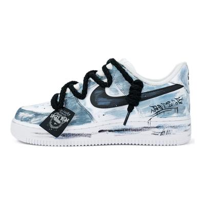 Air Force 1 Покрытие Нескользящая Износостойкая Низкие Скейтбордические Кроссовки Унисекс Цементно-Серый Синий DD8959-100(Команда405-)