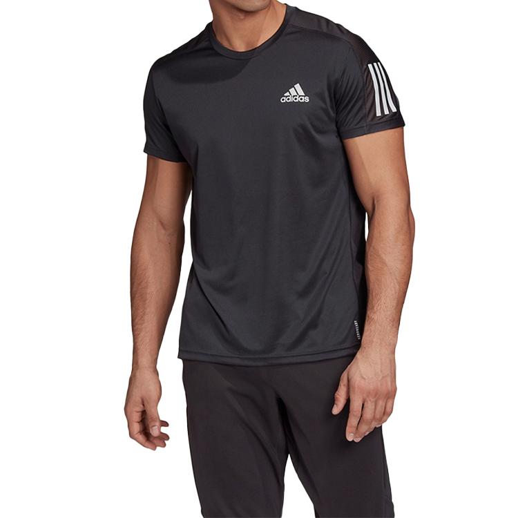 adidas Мужская футболка с коротким рукавом для бега, черная FS9799