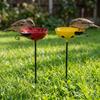 Iron Art Bee Watering Station Rust-resistant Metal Garden Stake Bird Bath Stake  Lawn Decor