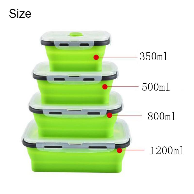 1 шт./1 комплект, силиконовый складной ланч-бокс, контейнер для хранения продуктов питания, портативный портативный для пикника, кемпинга, кемпинга, 1 шт./1 комплект