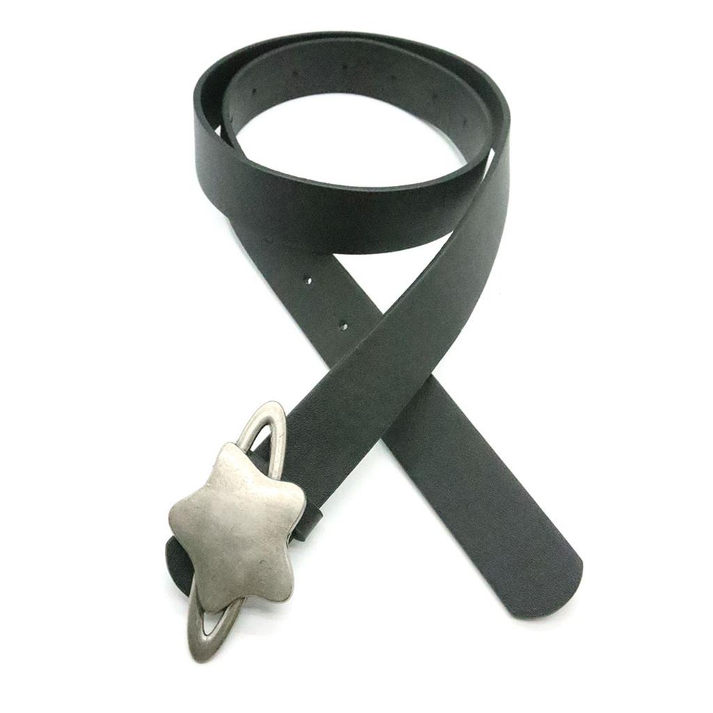 Fashionable Star Buckle Belt for Lady Girls and Women Classic Solid Color Waist Ornament Adjustable PU Leather Sash