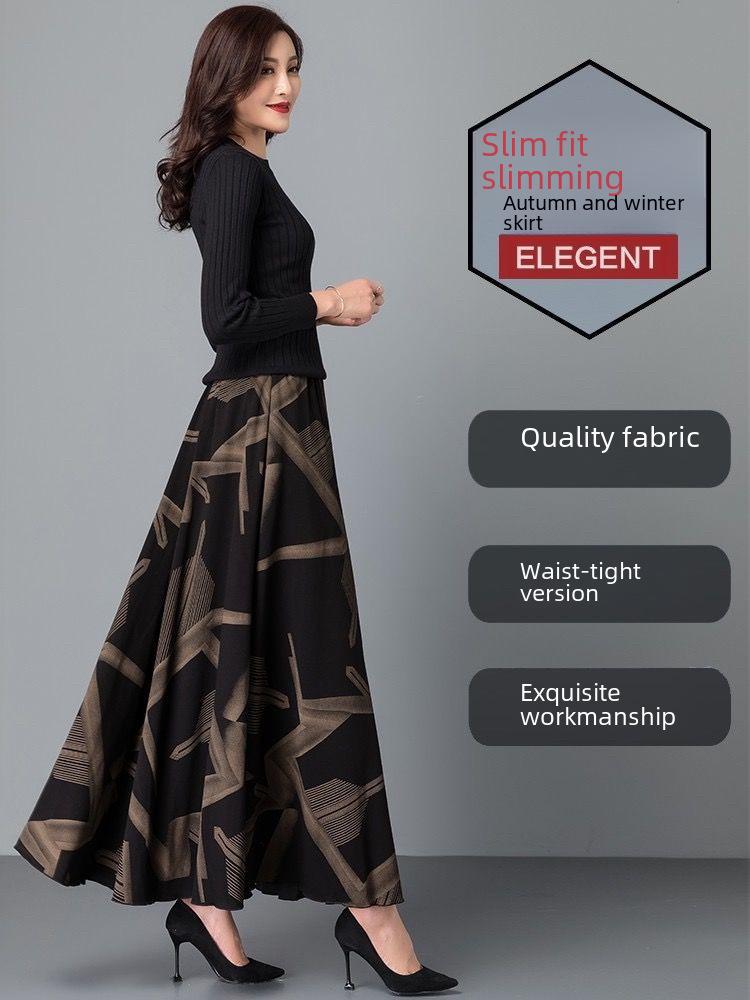 066 Юбка макси с высокой талией и цветочным принтом А-силуэта с разрезом для женщин