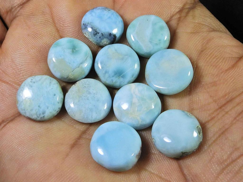 13X13MM натуральный голубой ларимар круглый кабошон драгоценный камень россыпью 10 шт. лот 80 карат. RQ-1736