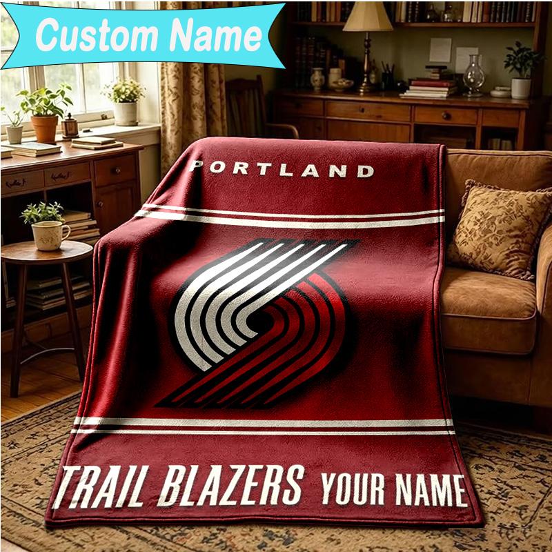 1PC Custom Name Blanket Portland Blazers Artwork Flannel blankets Patterns Throw Blanket All-Season Soft Gift for Couch, Bed, Camping, Birthday gifts