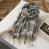 Korean Style Plaid Double-Sided Warm Thick Scarf for Couples and Students, Versatile Autumn/Winter Neck Warmer Shawl