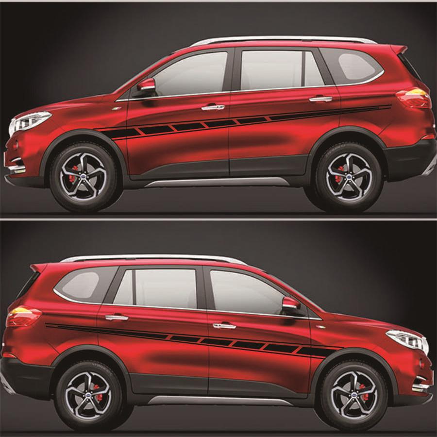 2x Наклейка на кузов автомобиля Обтекаемый стиль Боковая полоса Обертка Виниловая пленка Наклейка Матовый черный