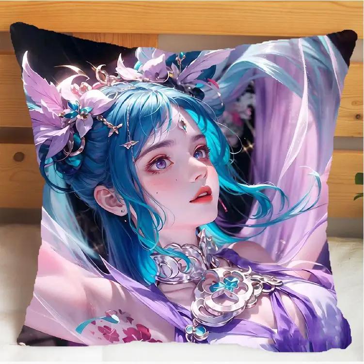 Arena of Valor Honor of Kings Diao Chan Подушка и наволочка Чехол для подушки Двусторонняя печать Плюшевые декоративные подушки 40x40 см