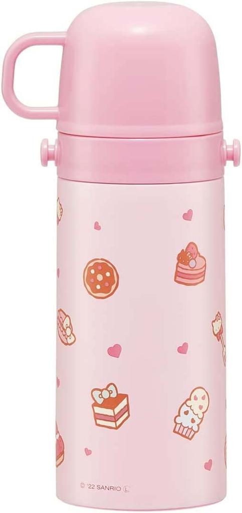 Skater Бутылка для воды Hello Kitty Sweets Shop Sanrio 350 мл, чашка для питья с двумя отверстиями, из нержавеющей стали, детская SKDC3-A