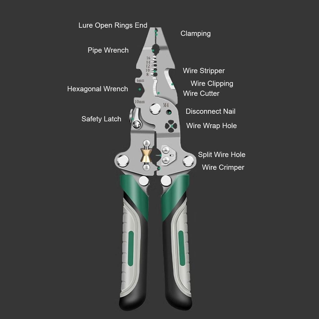 Плоскогубцы для разделения и обжима проводов 18 в 1, многофункциональный складной стриппер для проводов от 0,08 мм до 1,6 мм
