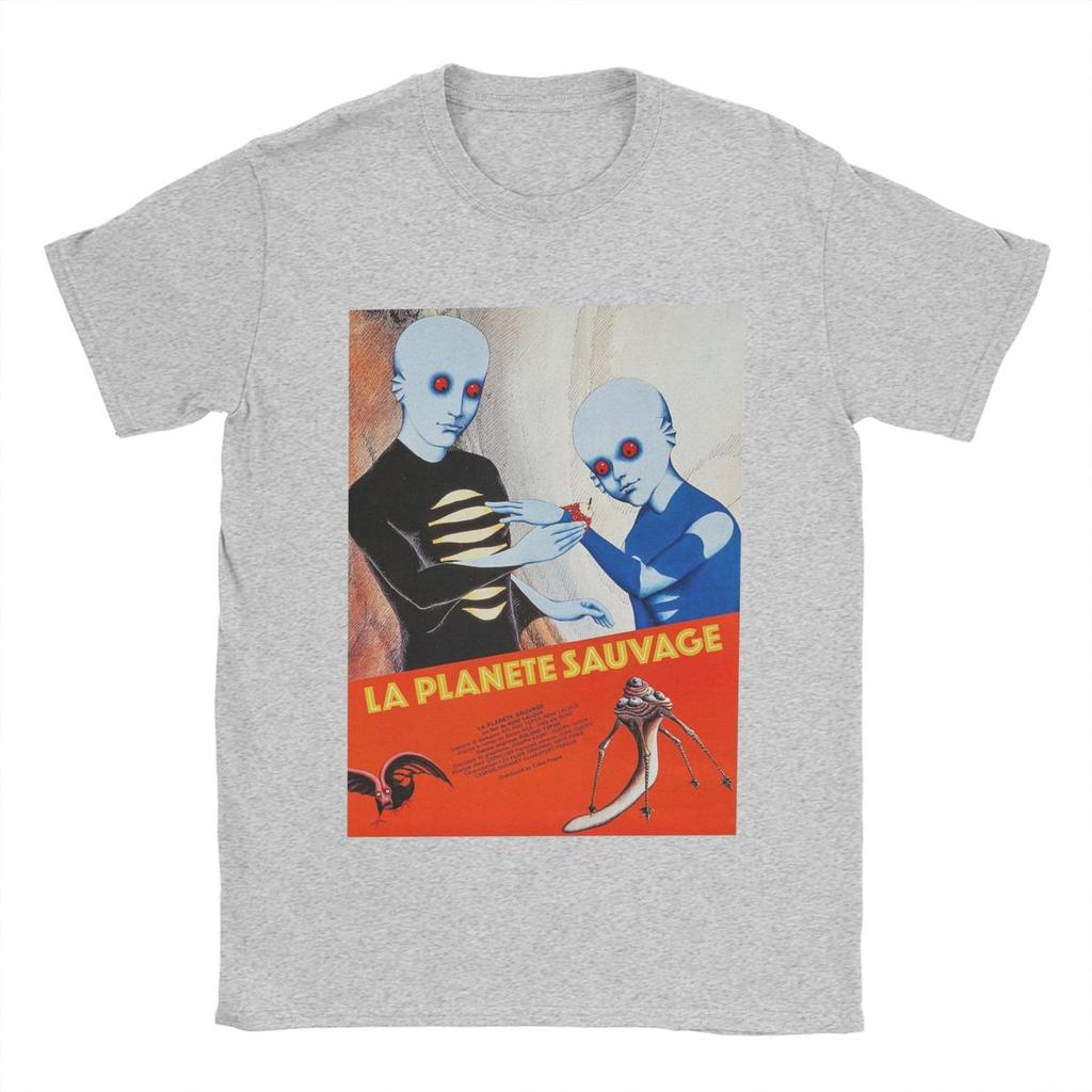 Фантастическая планета Дикая планета Мужская футболка Винтажная футболка Футболка с коротким рукавом и круглым вырезом Хлопок Одежда больших размеров