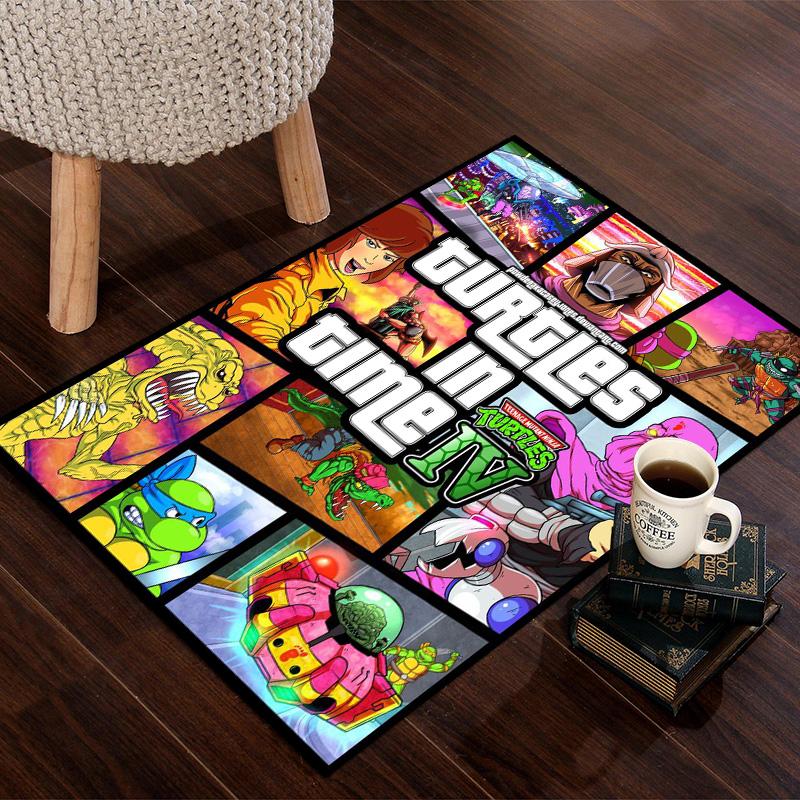 Turtles Time Retro Arcade Art Carpet Doormat Printing Art Bathroom Mat Room