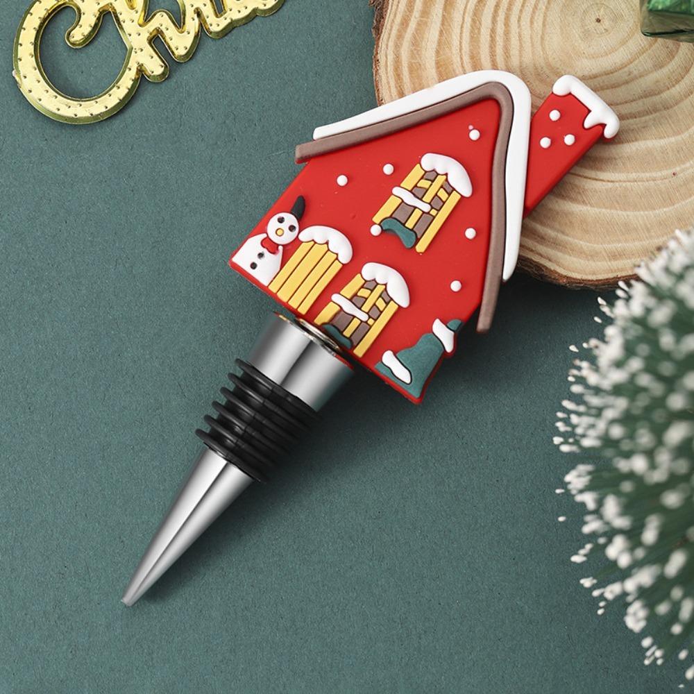 Merry Christmas Wine Bottle Stopper Bar Party Decoration Crafts Xmas Tree Snowman Preservation Wine Cork Fresh-keeping Reusable