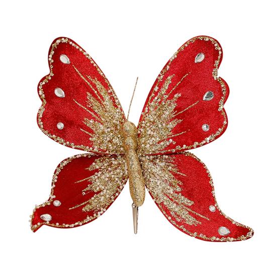 Fabric Glitter Butterfly Ornament Artificial Butterfly Christmas Tree Hanging Decoration for Ceiling Wall Tree Wreath Decor