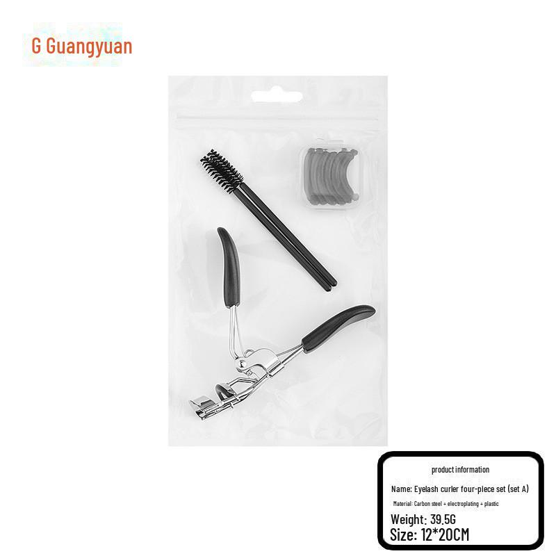 Щипцы для завивки ресниц с двухголовой складной расческой и набором из 4 предметов: В комплект входит многофункциональный косметический инструмент, щеточка для бровей, пинцет для накладных ресниц.