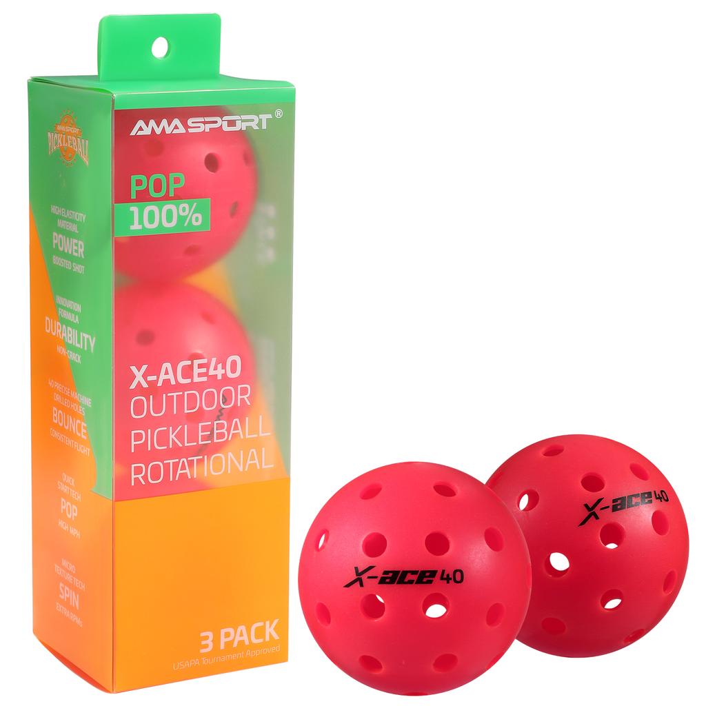 Мячи для пиклбола AMASPORT X-ACE40 Профессиональные Официальные Мячи для Пиклбола с Высоким Отскоком и Высокой Видимостью для Игр на Открытом Воздухе