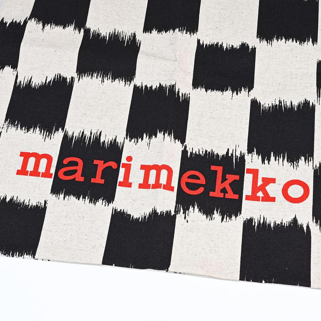 Marimekko Vankka Checkered Fabric Tote Bag, Women's, Black and White, 93982 093982 930, Nordic Design [Parallel Import]