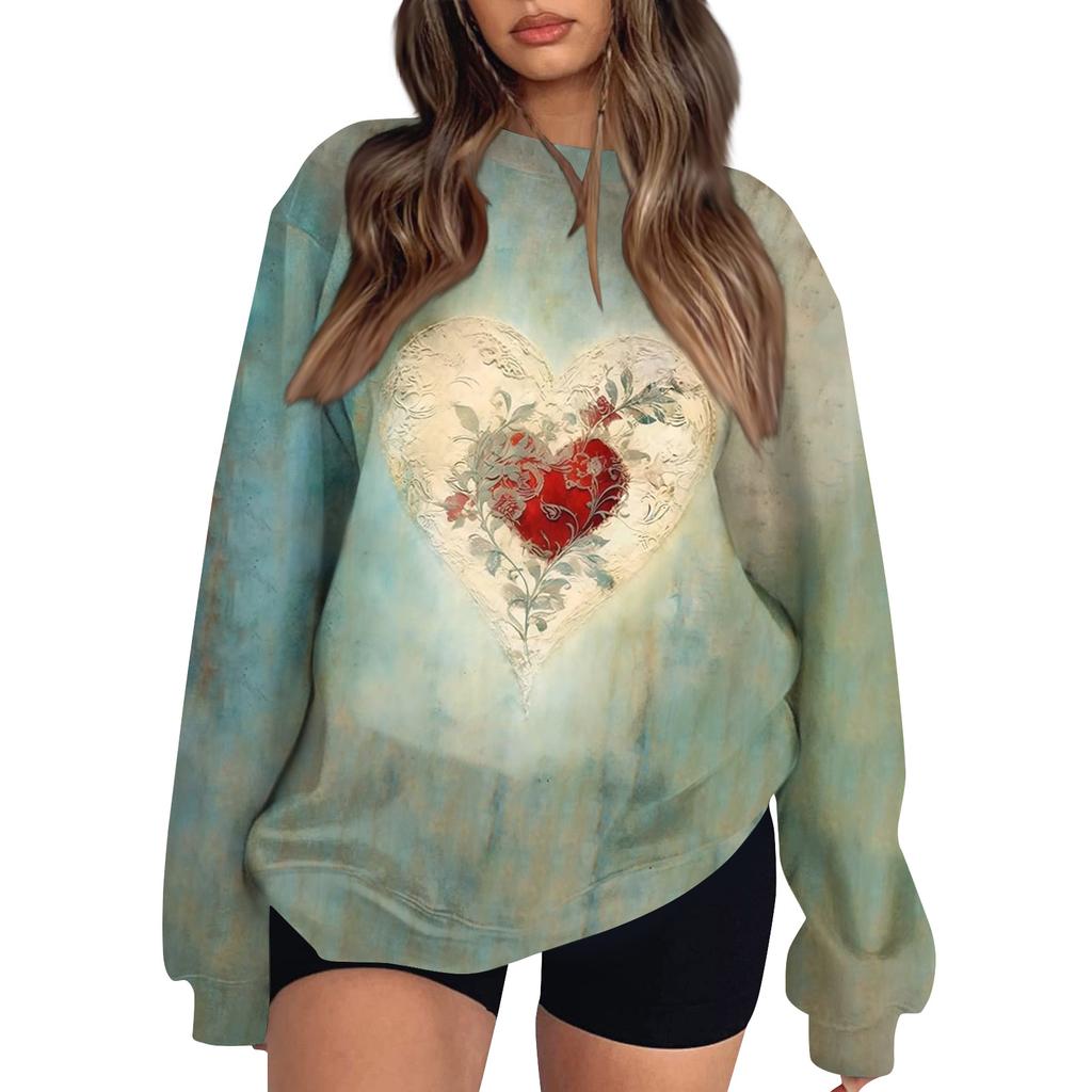 Женские топы Женский свитшот с длинным рукавом Повседневный с круглым вырезом Свободного кроя Пуловер Флисовые топы