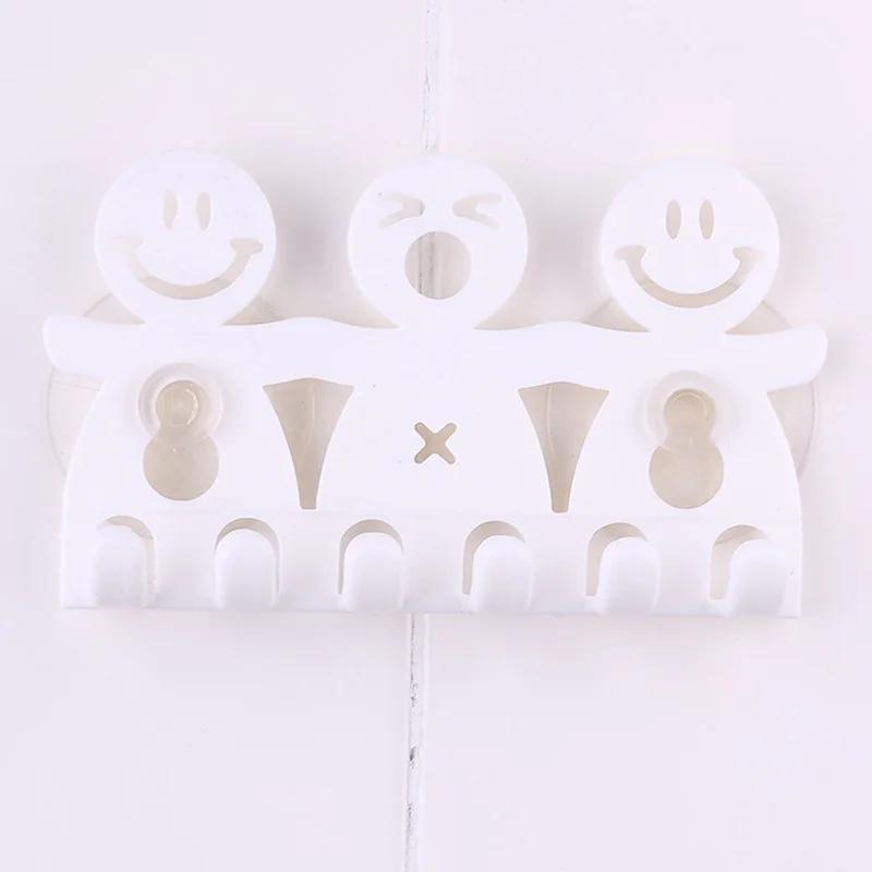 1Pcs Smile Face Bathroom Kitchen Toothbrush Towel Holder Wall Sucker Hook Toothpaste Holders (Colour: White)