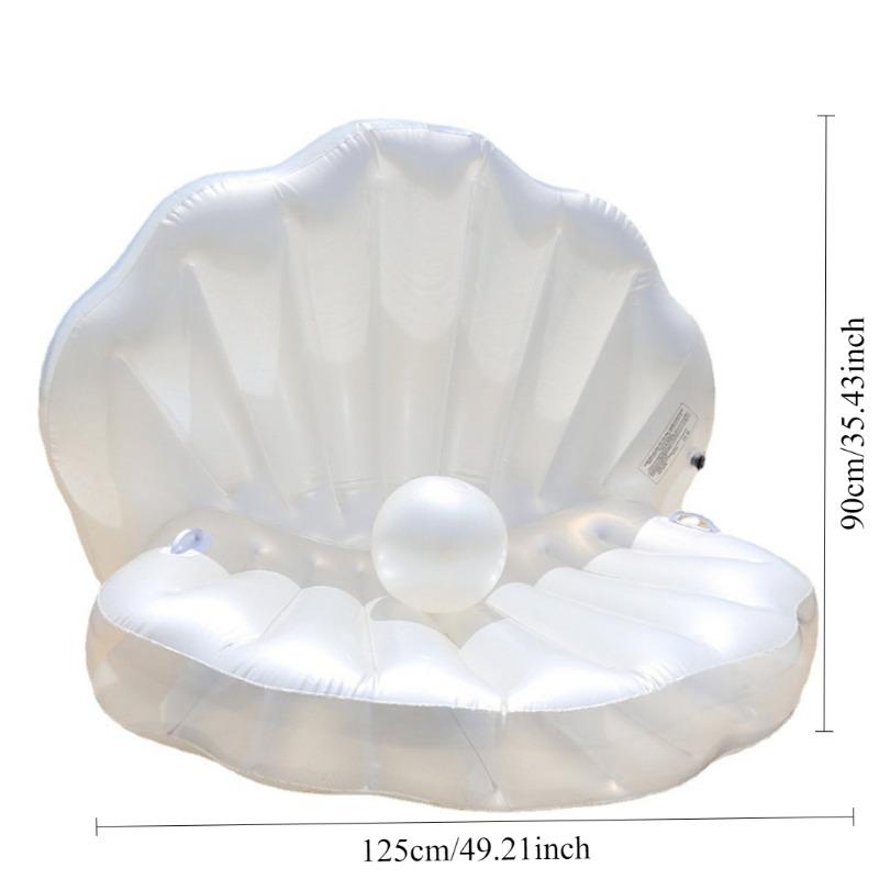 Взрослый белый плавающий шезлонг в форме ракушки - ПВХ матрас-русалка для релаксации в бассейне, диван-жемчужина