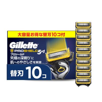 Gillette [Оригинальные] Сменные лезвия для бритья Gillette для мужчин, упаковка 10 шт., ProShield, для гладкого бритья, бережное отношение к коже [Эксклюзивно для Amazon.co.jp]