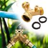 Garden Tools Copper Connector Copper 3/4 Garden Hose Water Y-tee Faucet Splitter Adjustable Control Splitter Flow Connector