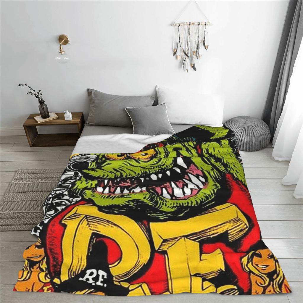 Пледы с рисунком Rat Fink Мягкий теплый фланелевый плед Покрывало для кровати Гостиной Пикника Путешествий Дома Дивана