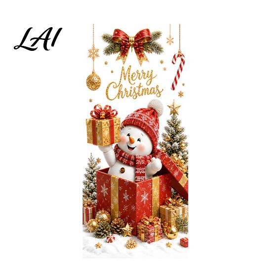 Home Holiday Decoration Christmas Window Clings Cute Snowman Santa Penguin Reindeer Stickers for Removable Festive Wall Art Glass Reusable