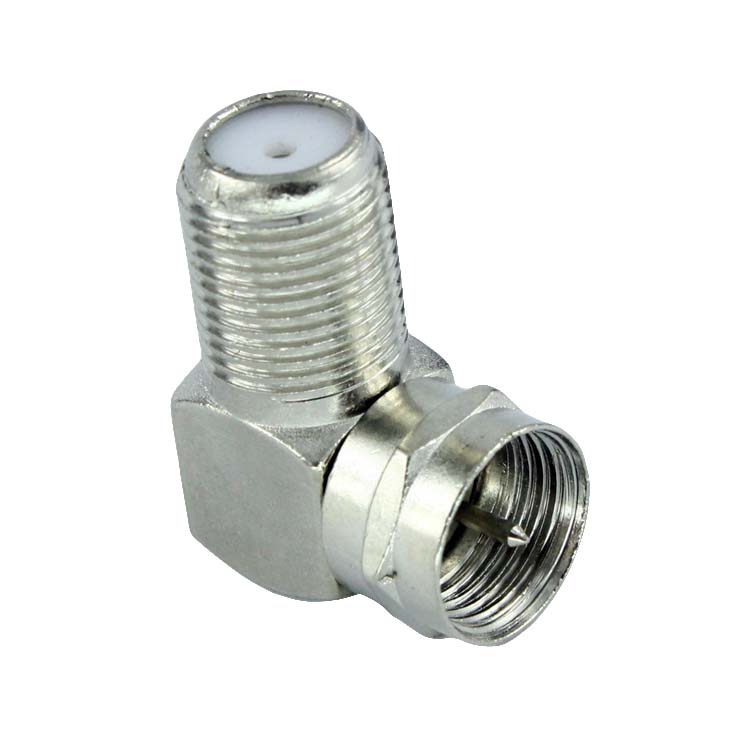 5 шт. медный F-штекер на F-гнездо под прямым углом, коаксиальный ТВ-адаптер 90 градусов