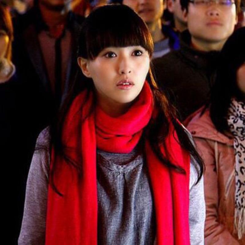 Imitation Cashmere Club Gift Print Lgo Embroidery Solid Color Double-sided Velvet Big Red Scarf Women's Shawl Fashion