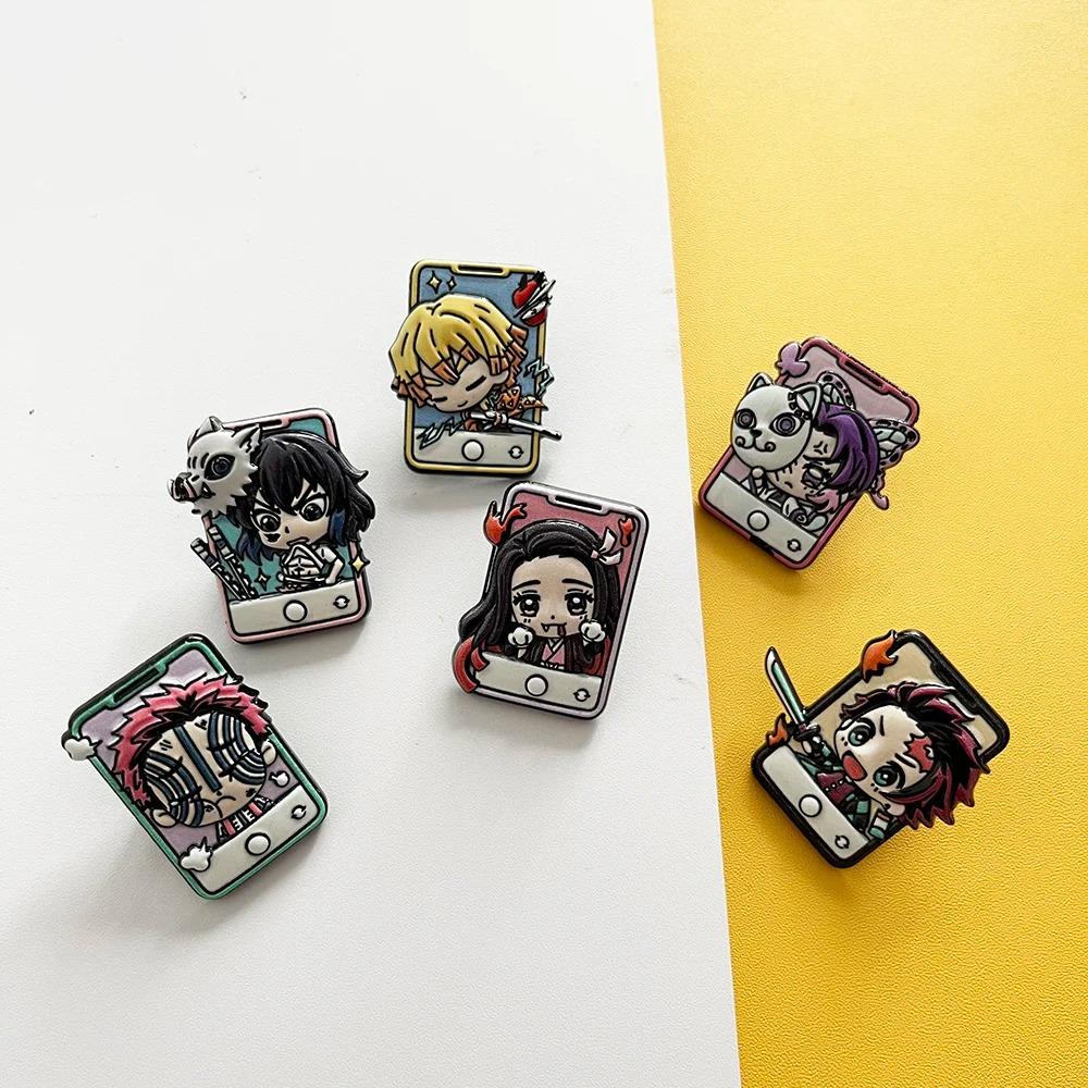 -6Pcs/Set Demon Slayer Anime Cosplay Brooches Cute Character Pins Clothing Backpack Lapel Badges Jewelry Accessories Gifts