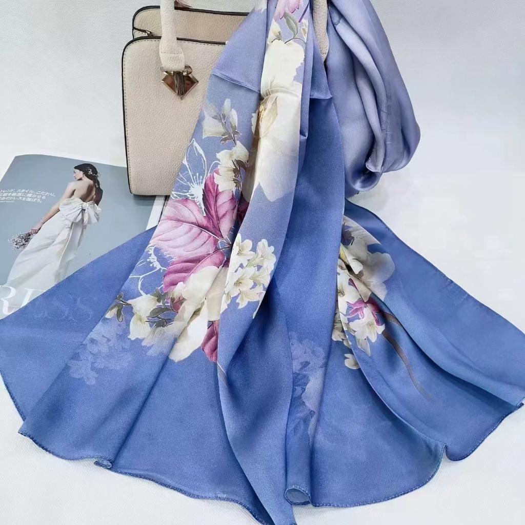Высокое качество 100% шелковый шарф шаль хиджаб обертывание женский цветочный весна лето пляж шелковые шарфы