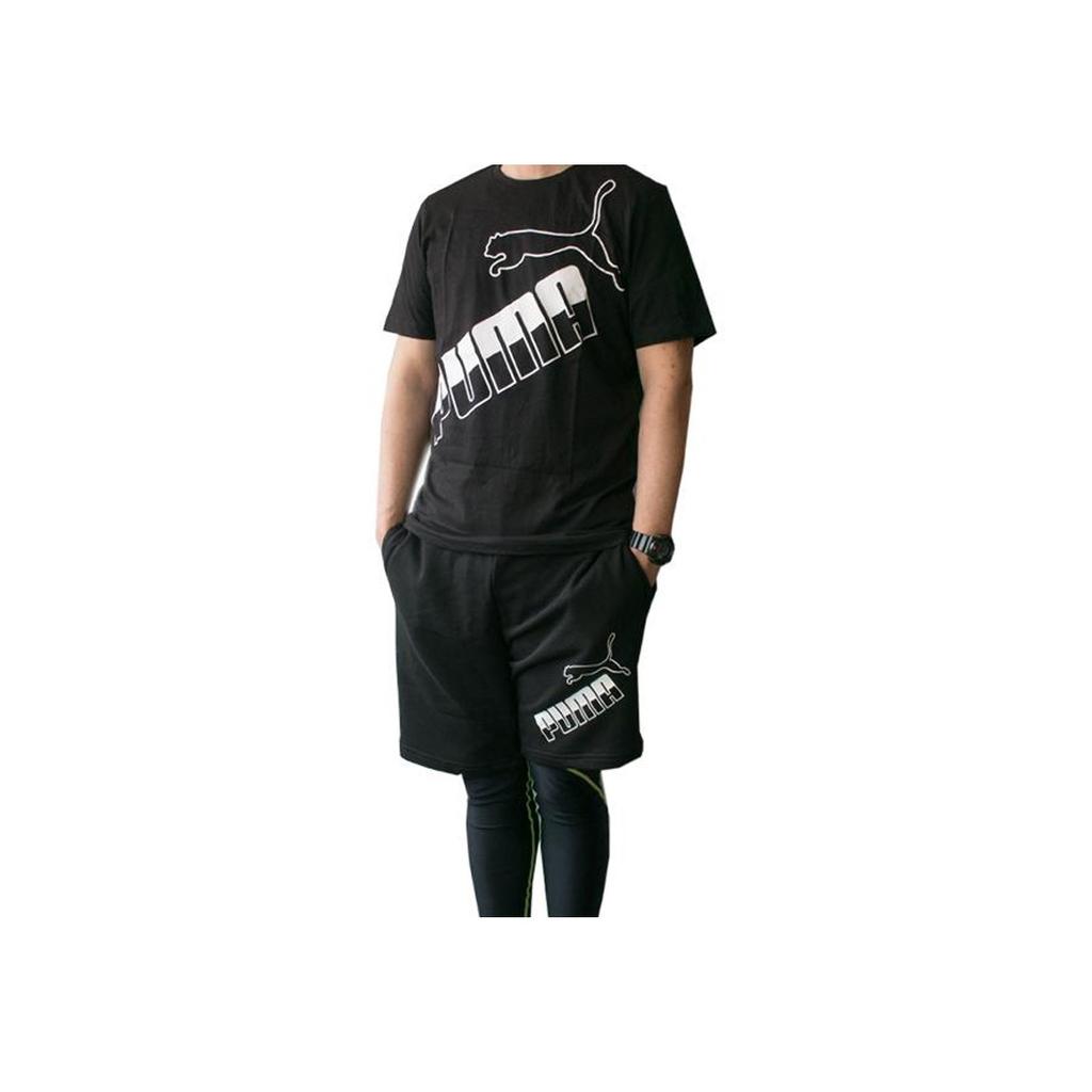 Puma Color-Block Logo Print Running Shorts Men Bottoms Black 588675-01