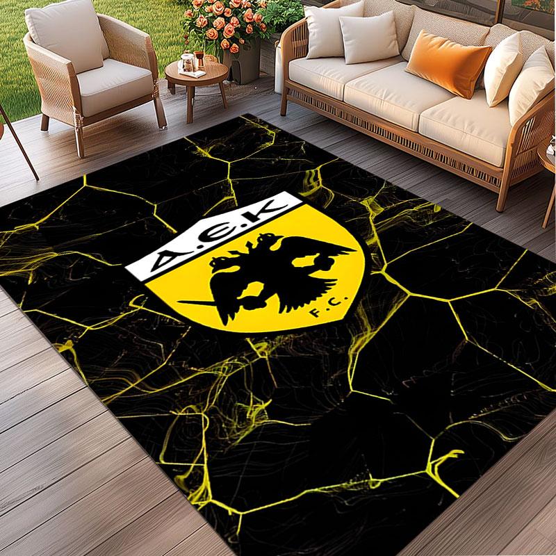 AEK Athens FC Print Rug, Washable Floor Carpet, For Entryway Dorm Laundry Room Office Study, Home Decor Birthday Christmas Gift