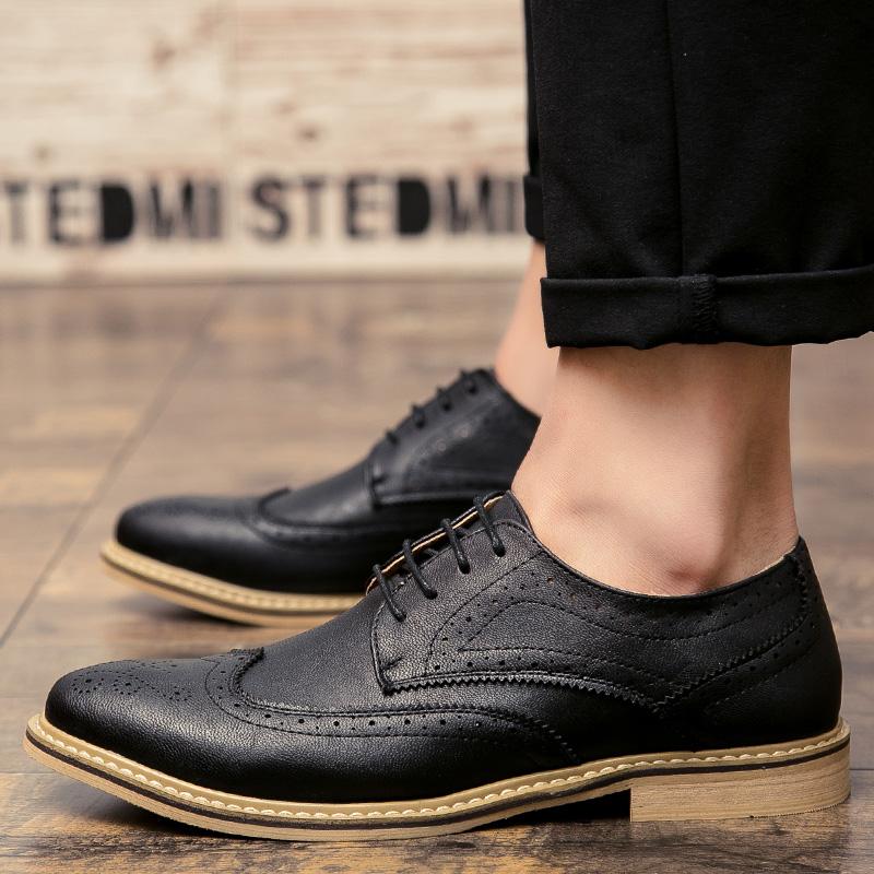 Модные новые роскошные кожаные броги мужские туфли на плоской подошве повседневные британские мужские оксфорды модные брендовые туфли для мужчин Zapatos Hombre