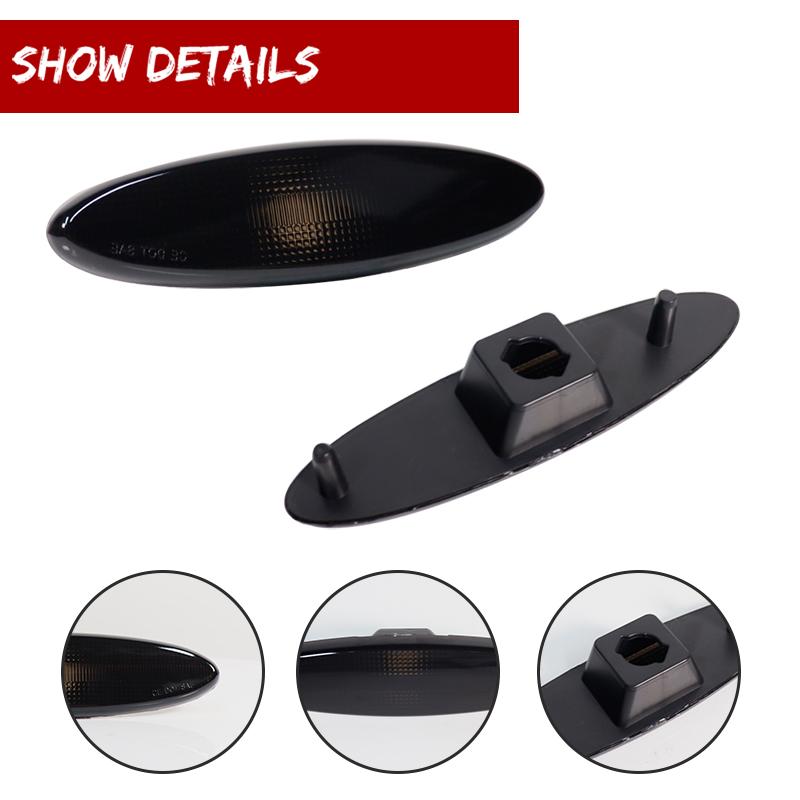 2PCS Smoked Lens Car Rear Bumper Side Fender Marker Light Cover Housings For 1997-2004 Chevrolet Corvette C5 No Bulb / Socket