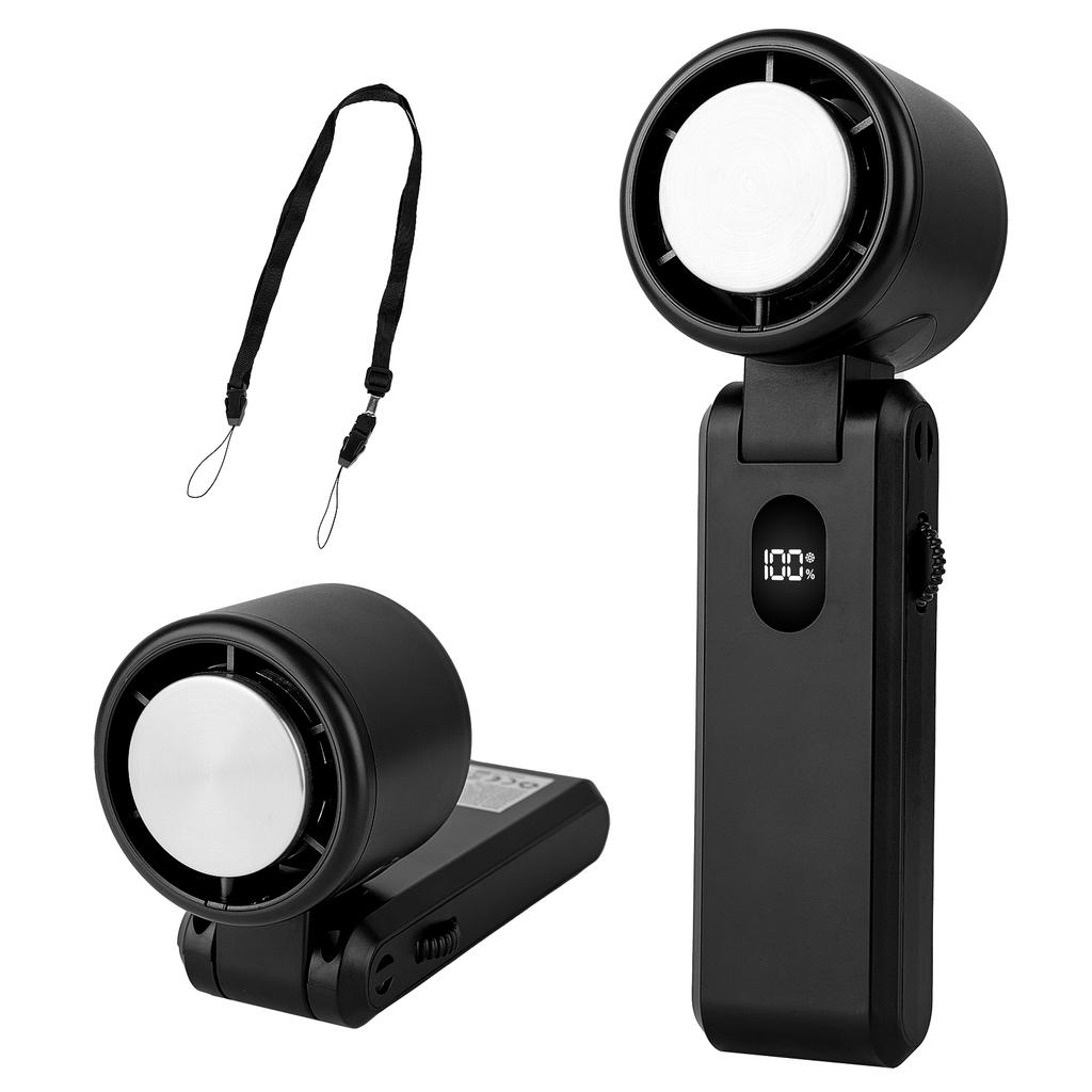 Handheld Mini Fan Portable Neck Hanging Digital Display Turbo Folding Outdoor Portable Ice Pack High-speed Cooling Fan