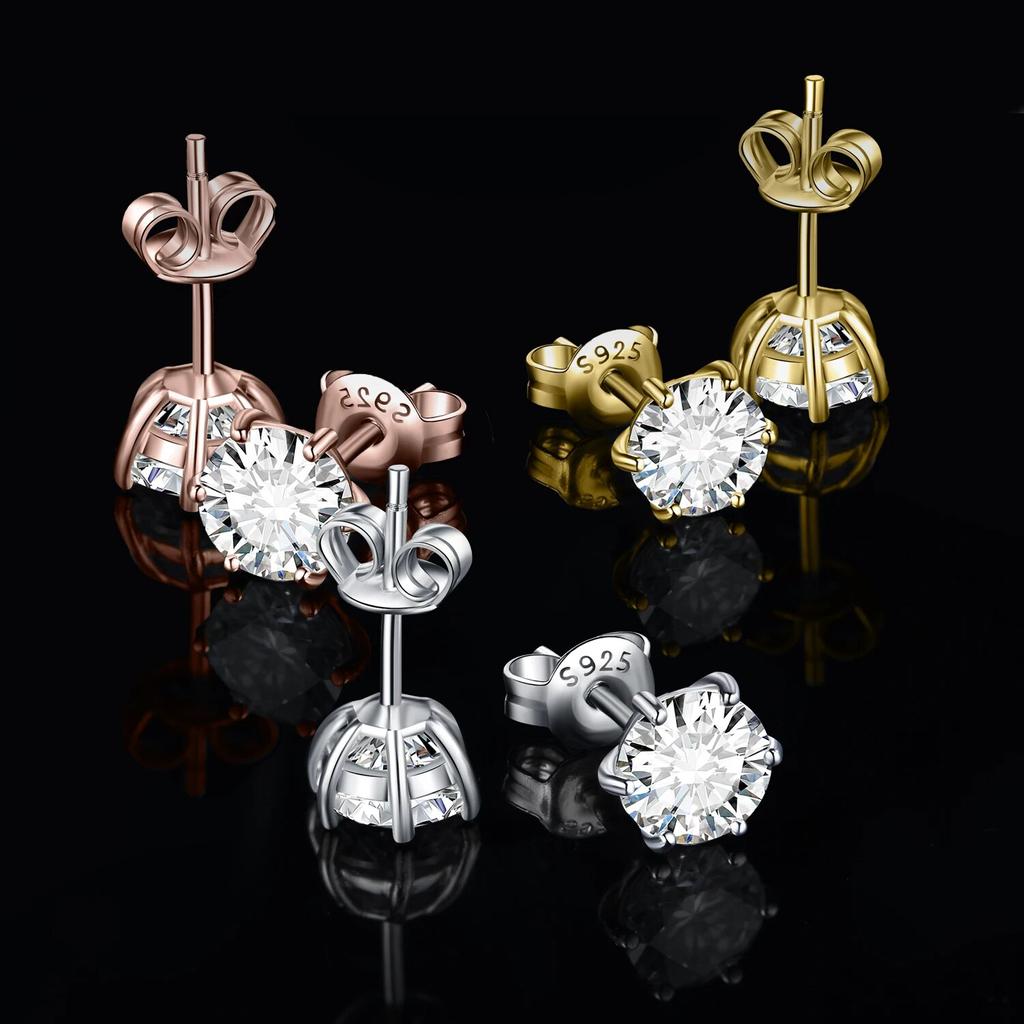 JewelryPalace Серьги-гвоздики из стерлингового серебра S925 с муассанитом D, всего 0,6 карата, 1 карата, 2 карата, 3 карата, 4 карата, 6 карат для женщин